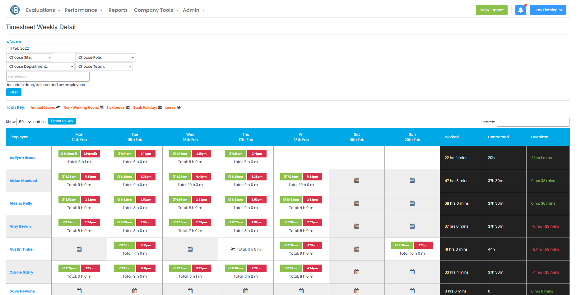 screenshot of Evalu-8 HR